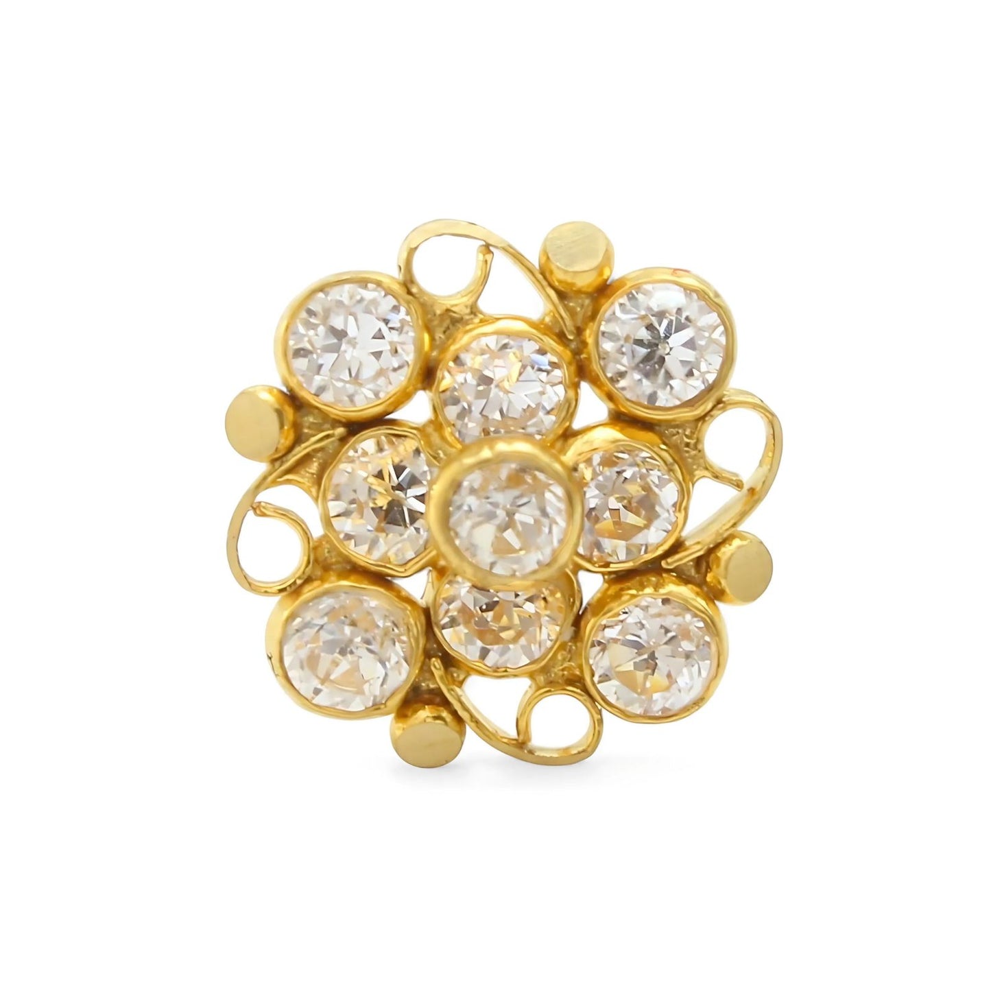 18K Real Gold Women White CZ Square daily use Nose pin nose ring Push Pin