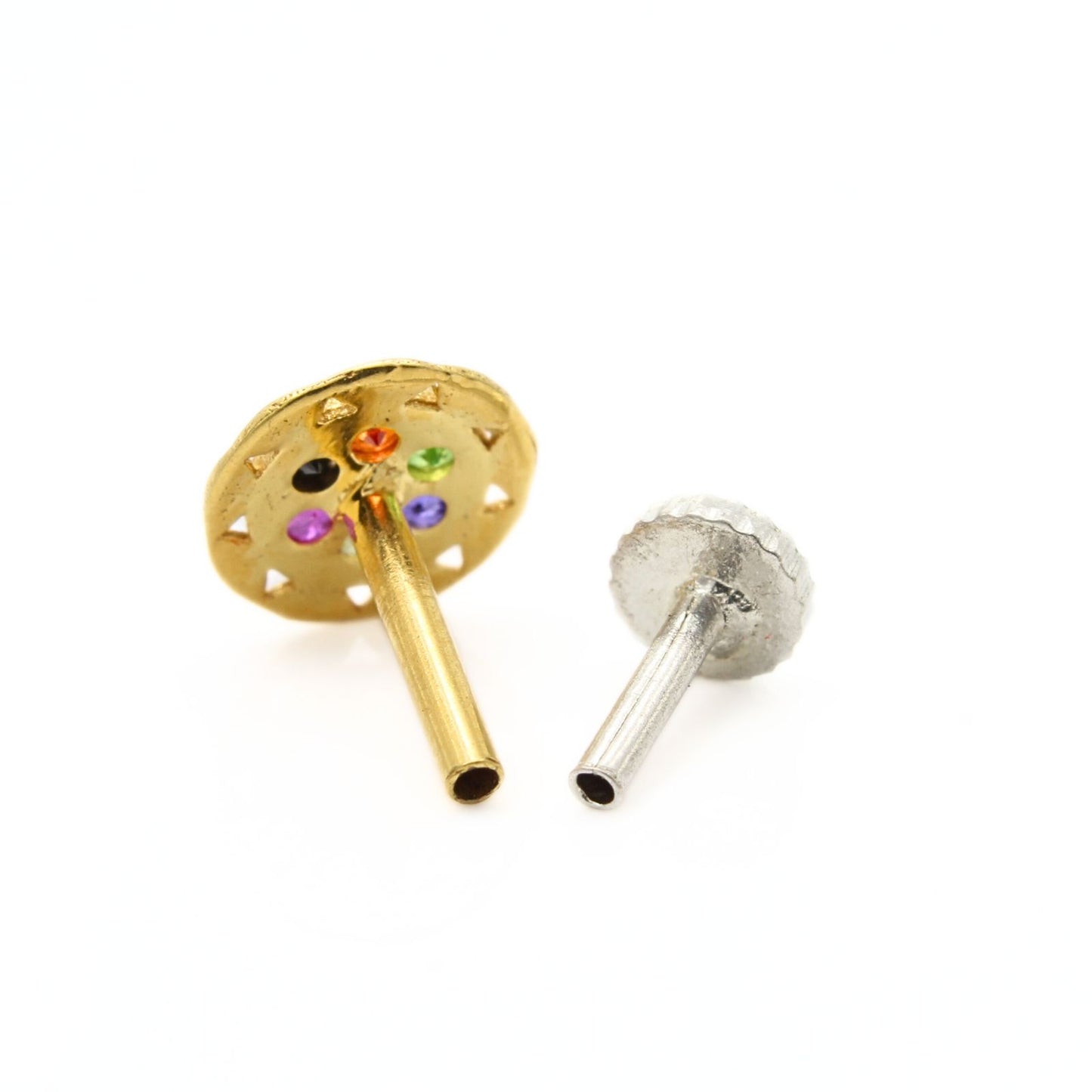 18K Real Gold Women Multi CZ party wear Nose pin nose ring Push Pin
