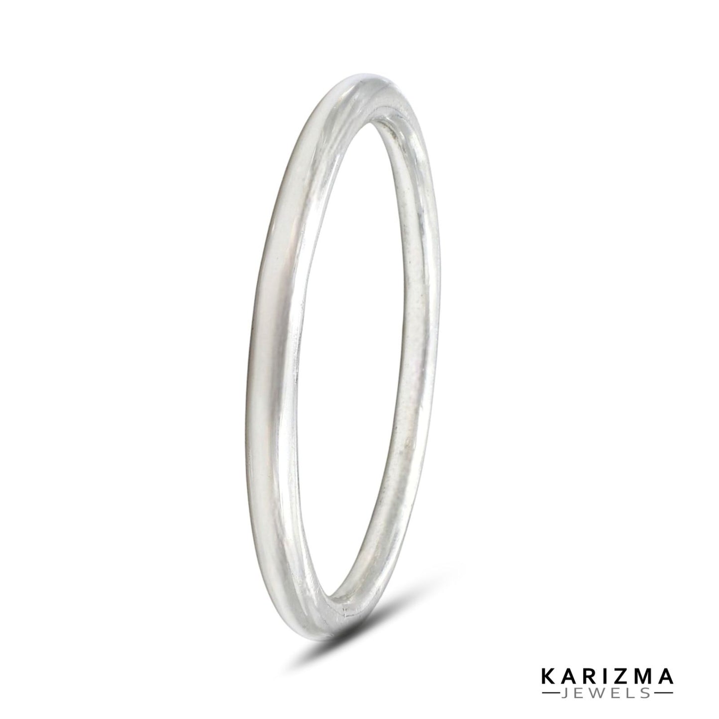 Jointless Solid Plain Round Silver Bangle kada