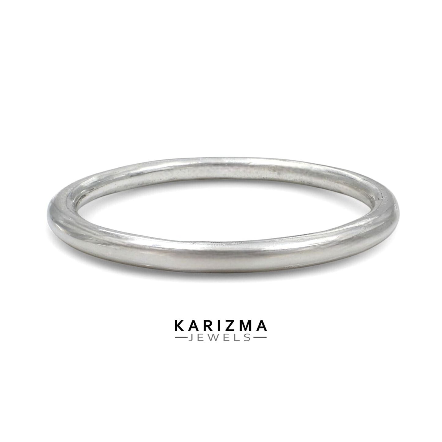 Jointless Solid Plain Round Silver Bangle kada