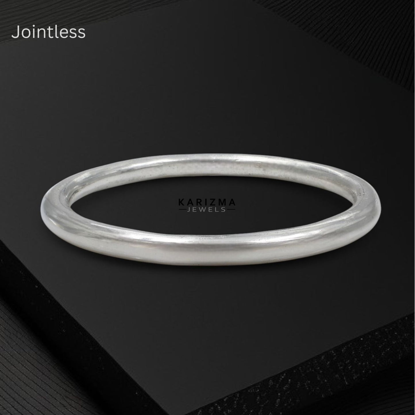 Jointless Solid Plain Round Silver Bangle kada