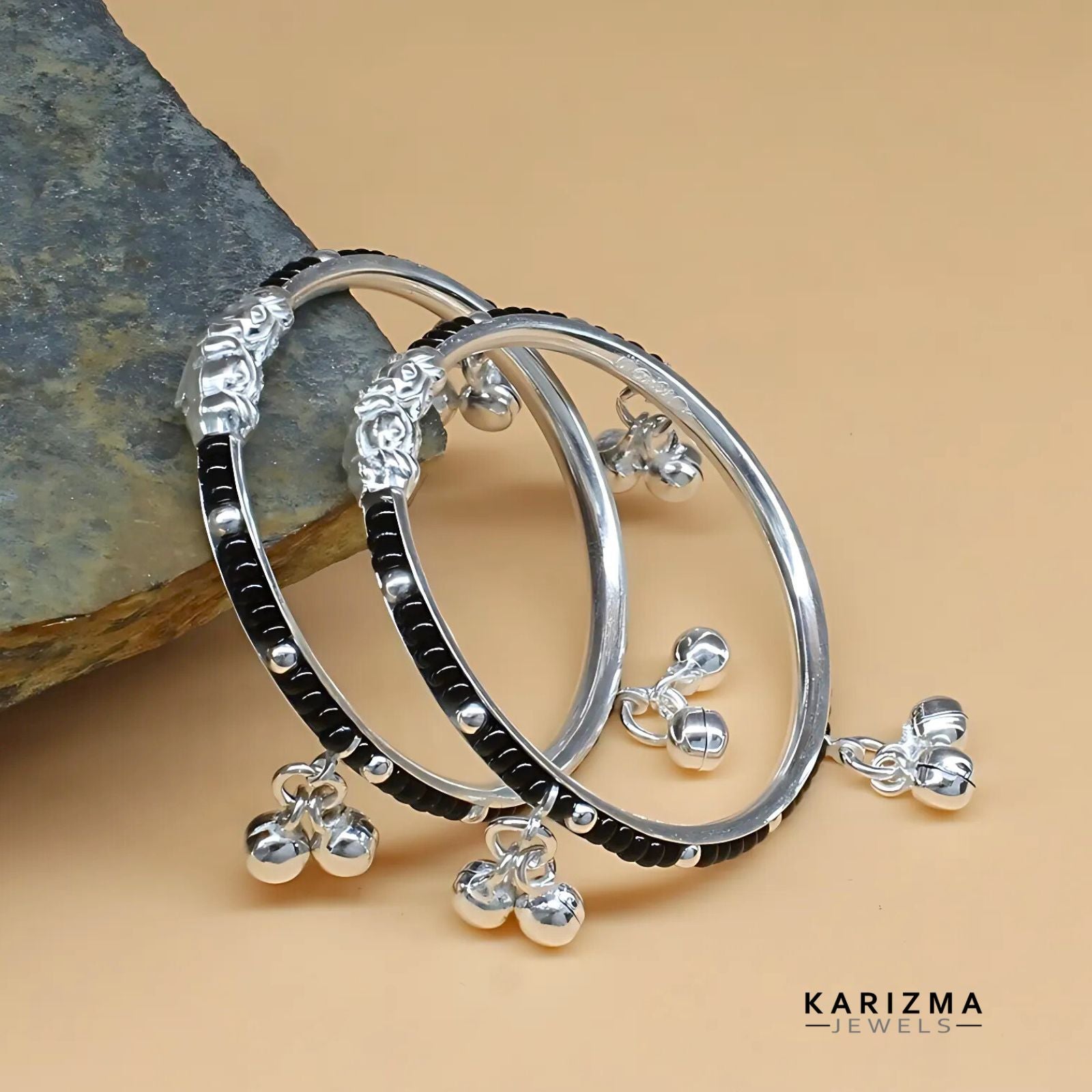 Black Beads Baby Bangles Silver Indian Designs Buy Sterling Silver
