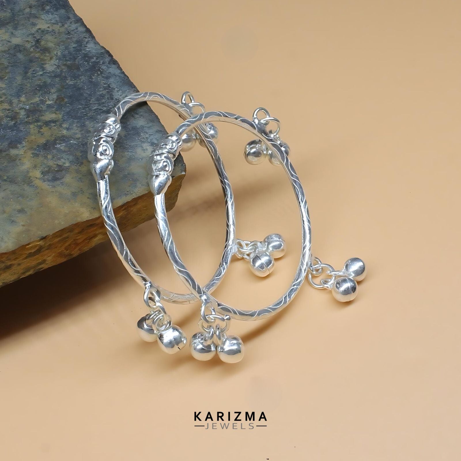 Silver Bangles Bracelet With Little Bells Sterling Silver Baby