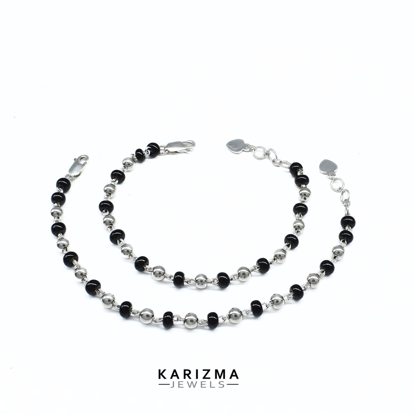 925 Real Silver gifting jewelery Black Beads Nazariya kids Anklet Ankle chain foot baby Bracelet 7"