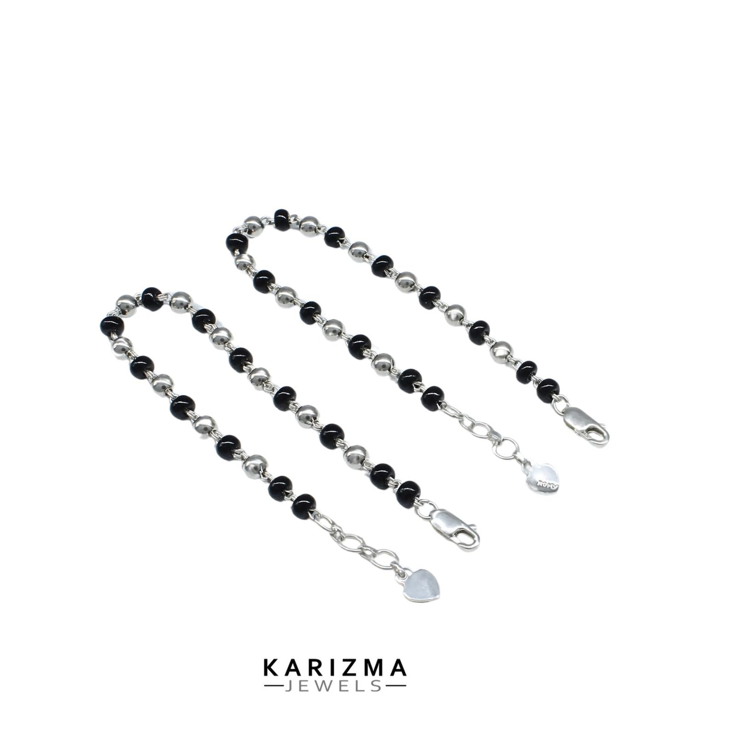 925 Real Silver gifting jewelery Black Beads Nazariya kids Anklet Ankle chain foot baby Bracelet 7"