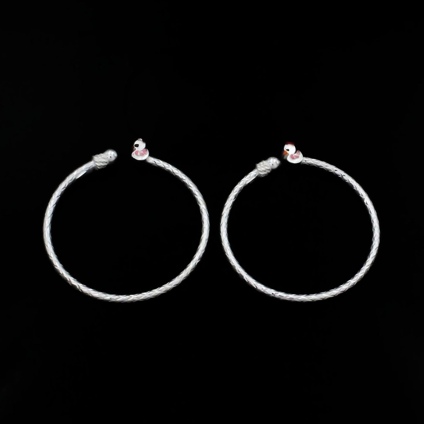 Real 925 Silver Excellent gifting duck design kids Bangles Bracelet - Pair