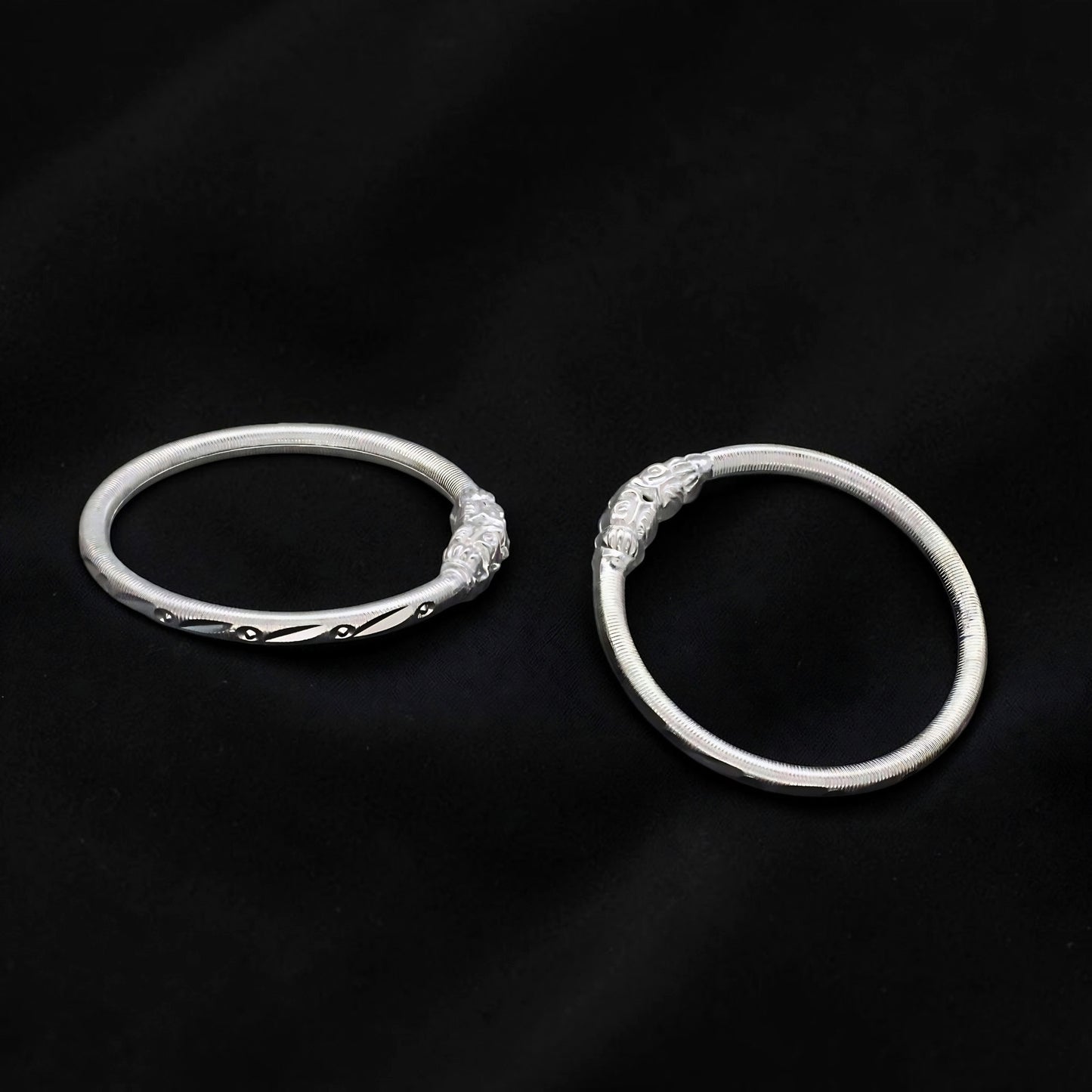 Traditional Silver Kids Kada Bracelet Pair
