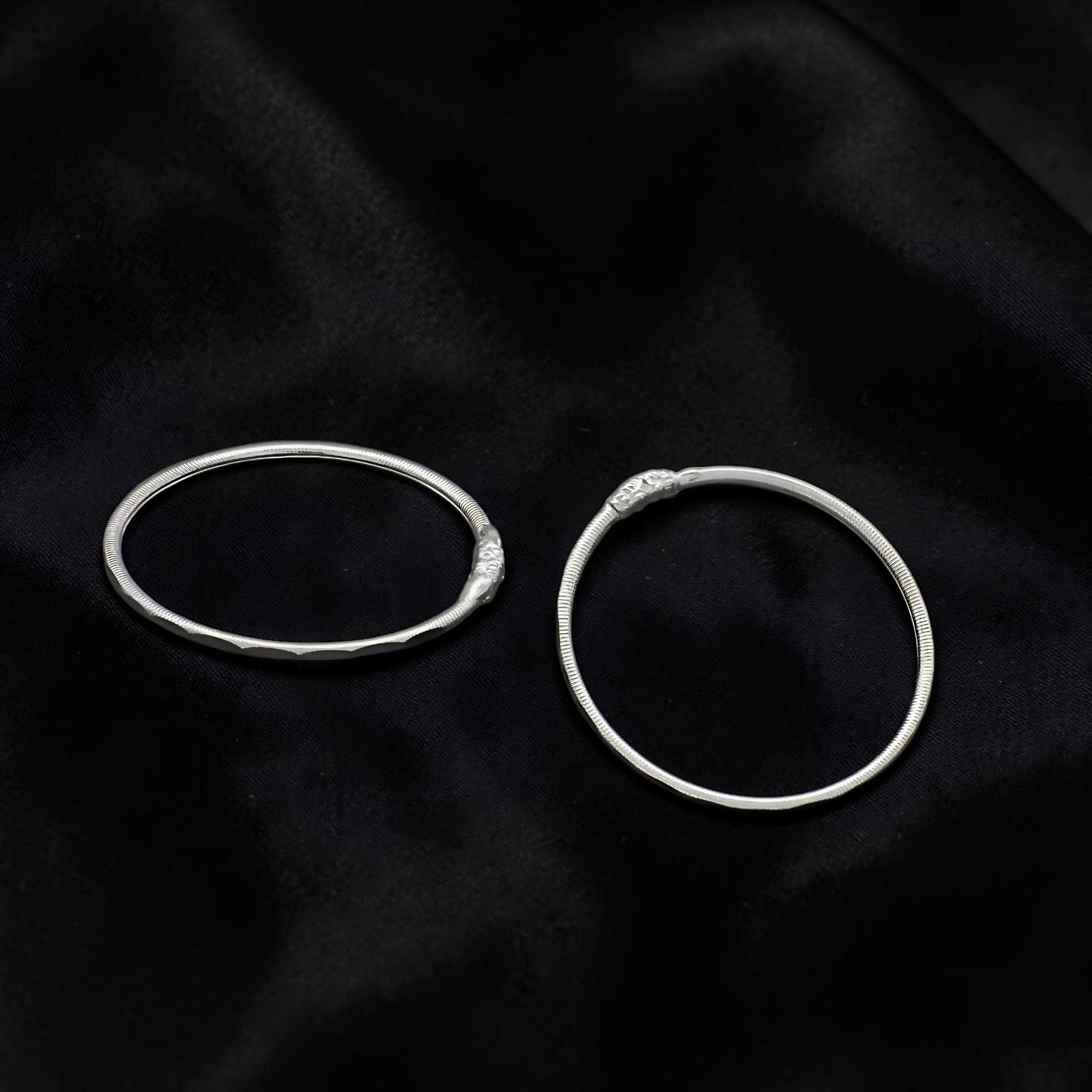 Smooth Finish Real Silver Bangles for Kids Pair