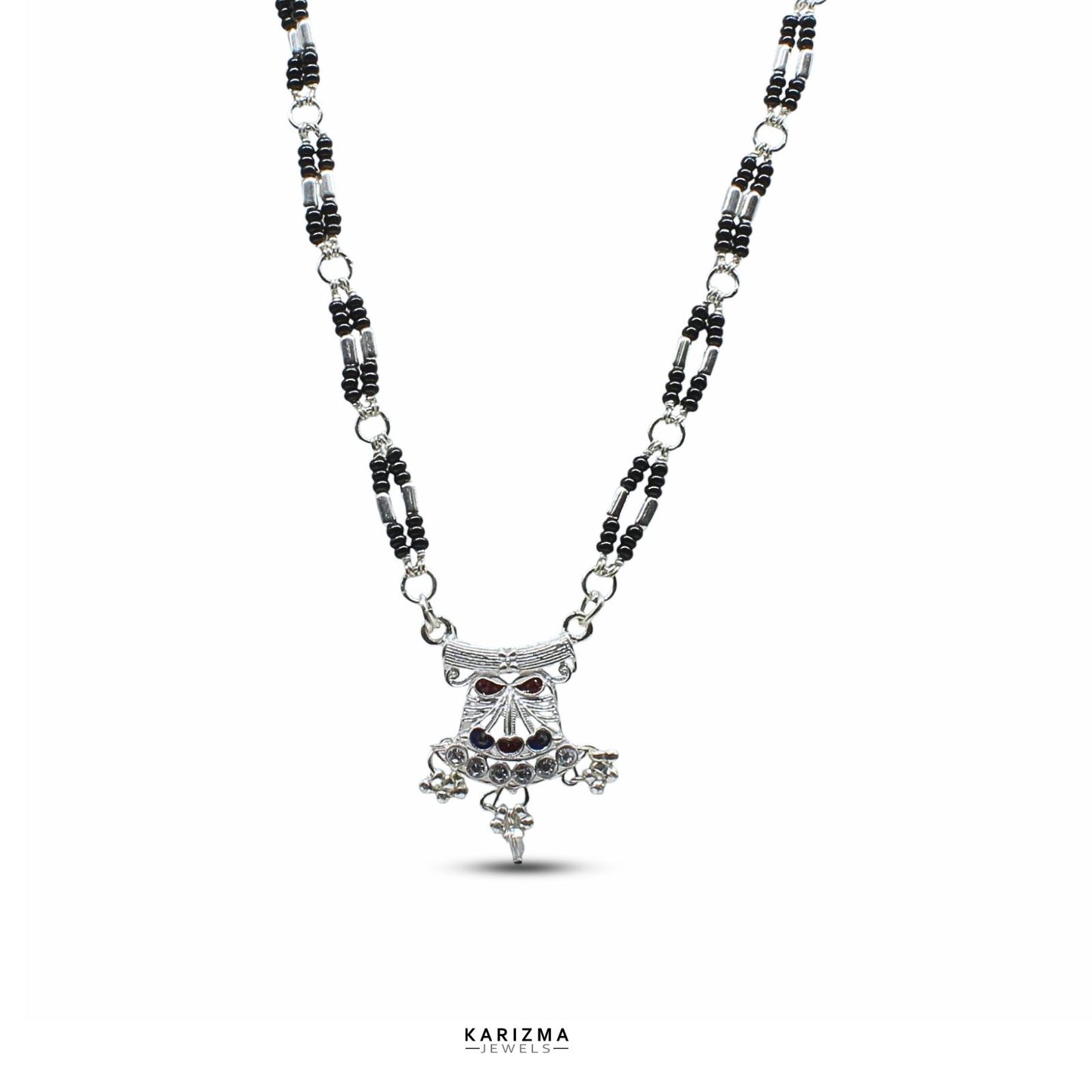 Real Sterling Silver gifting party wear Black Beads Mangalsutra women chain for wife