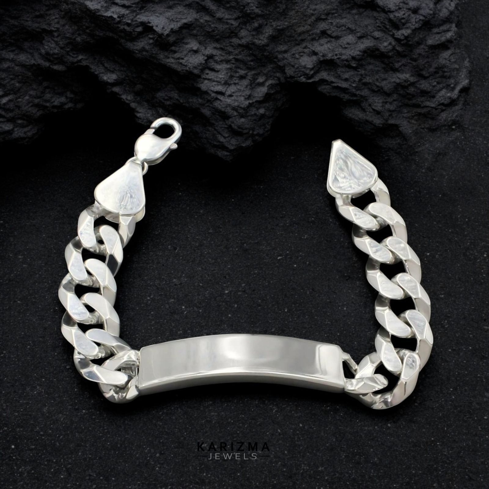 925 Sterling Silver Men's Identity Plate Curb Chain Excellent gifting Bracelet