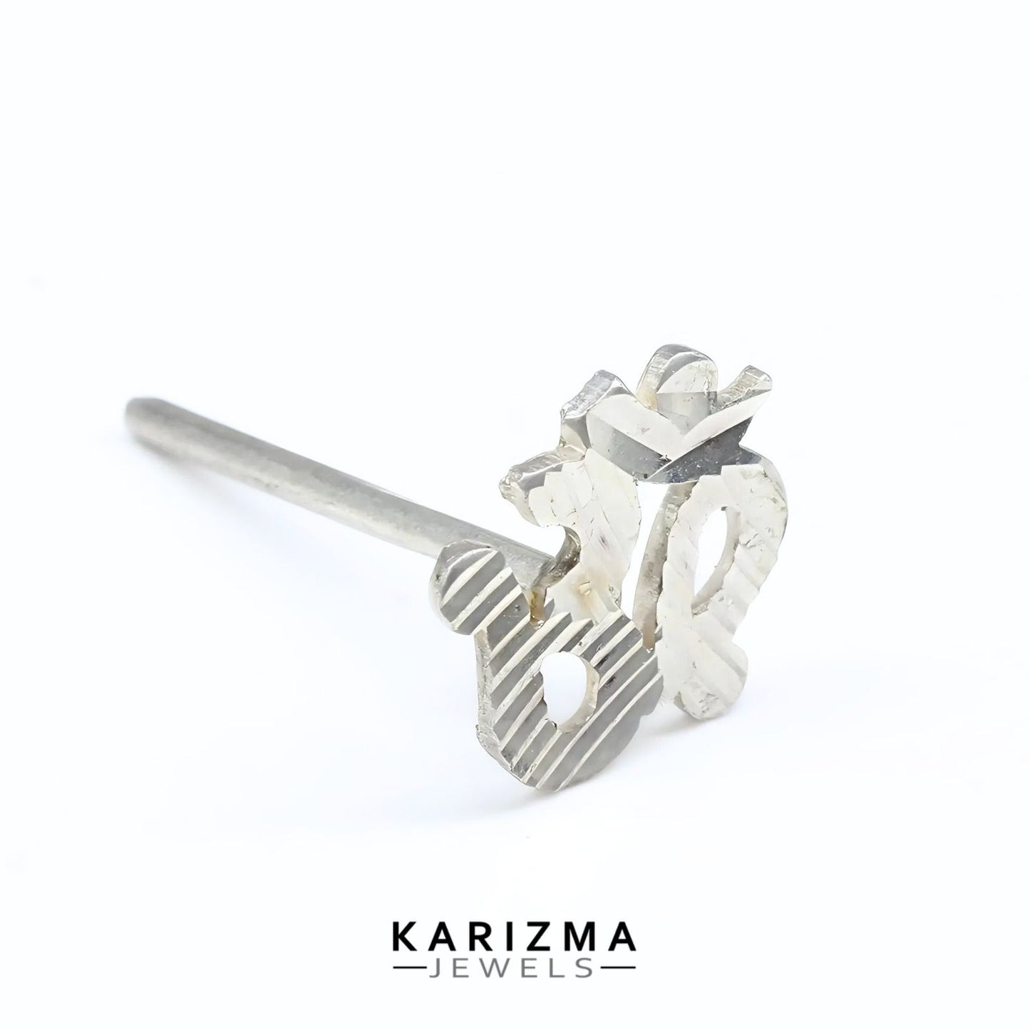 Real Sterling Silver OM Single unique trendy Stud Earring For Men