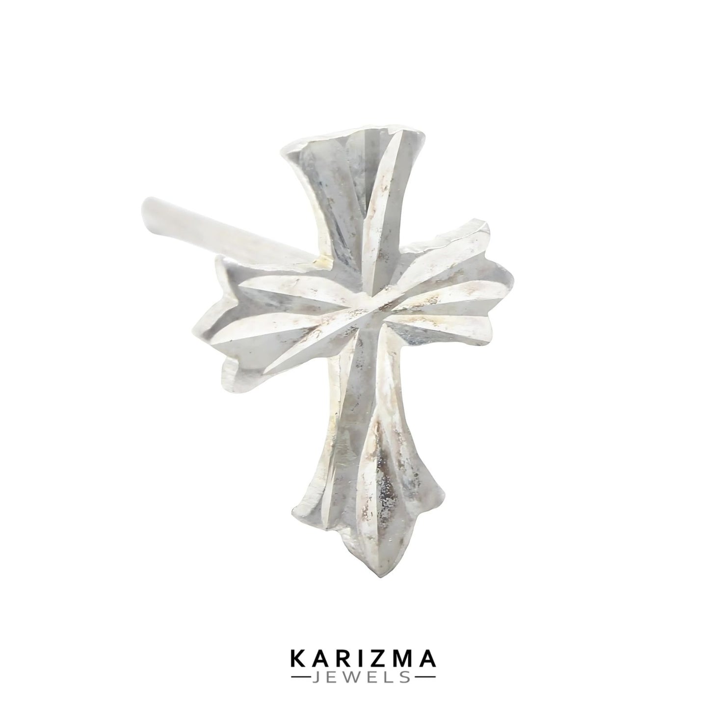 Real Sterling Silver Cross Single Stud Earring For Men