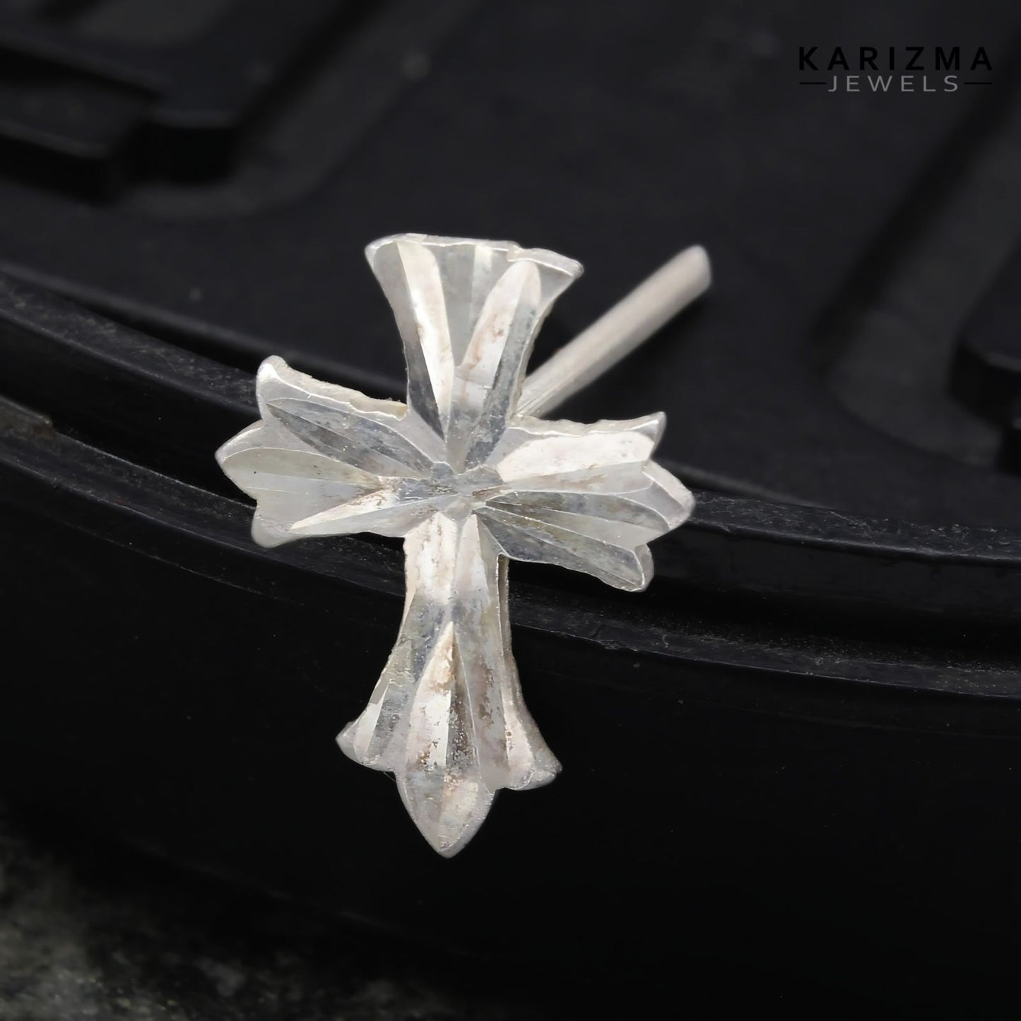 Real Sterling Silver Cross Single Stud Earring For Men