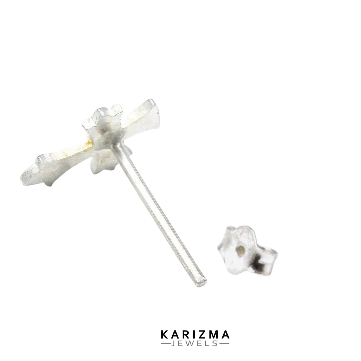 Real Sterling Silver Cross Single Stud Earring For Men