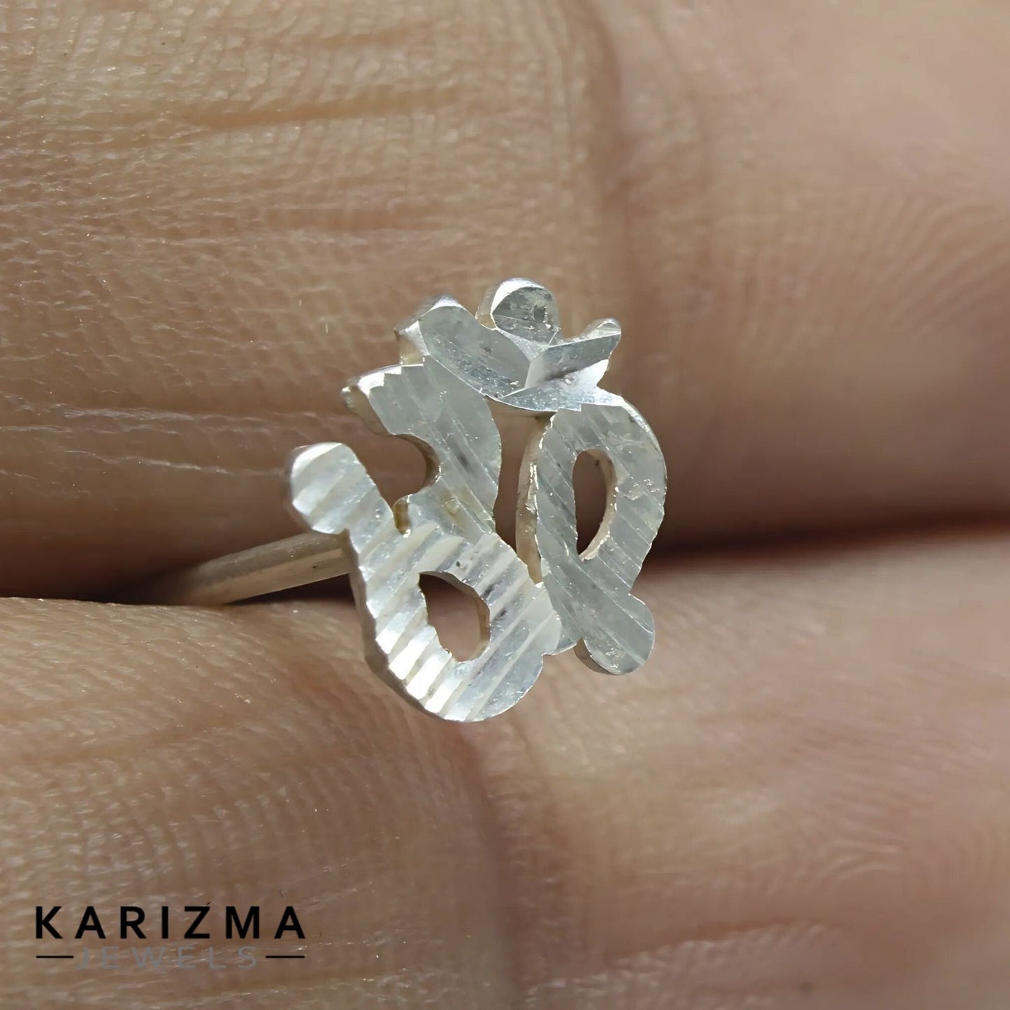 Real Sterling Silver OM Single unique trendy Stud Earring For Men
