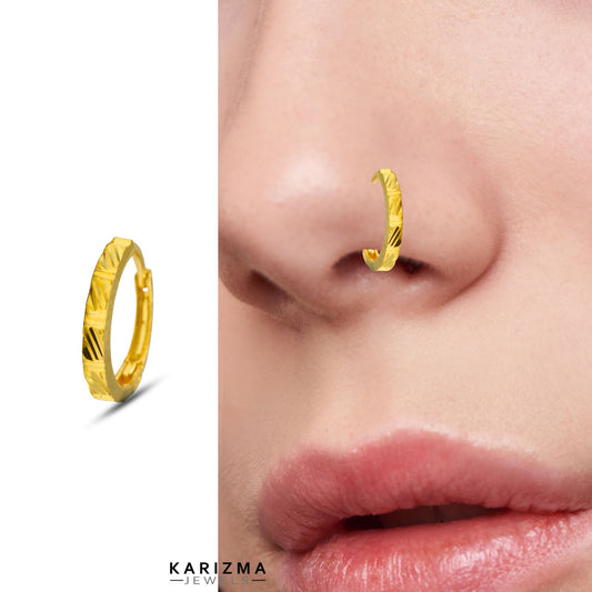 18K Real Gold women daily wear Clicker Nose Ring - Earring Nose Hoop Ring 22g