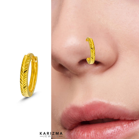 18K Real Gold women gifting Clicker Nose Ring - Earring Nose Hoop Ring 22g