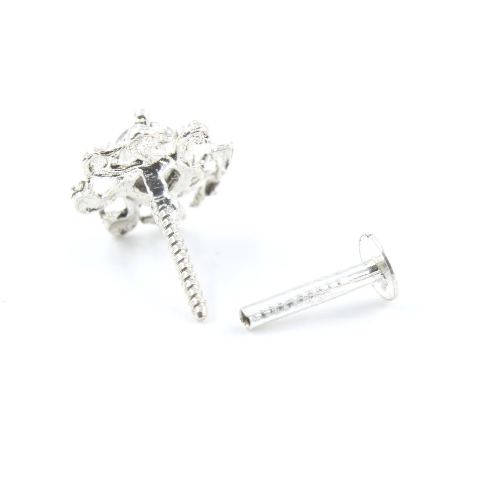 Silver Nose Pin for women with Push pin