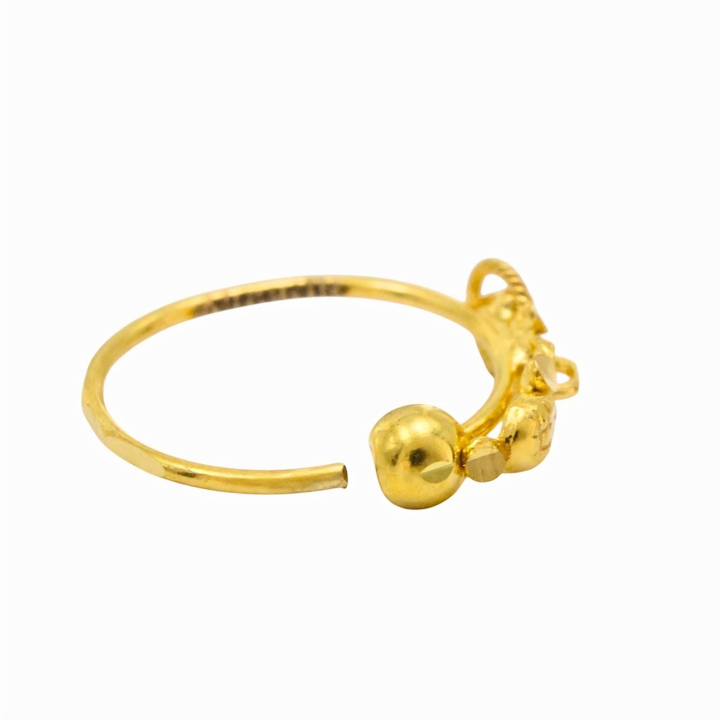 Nozera 18K Real Gold Vertical Flower Motif Hoop Nose Ring