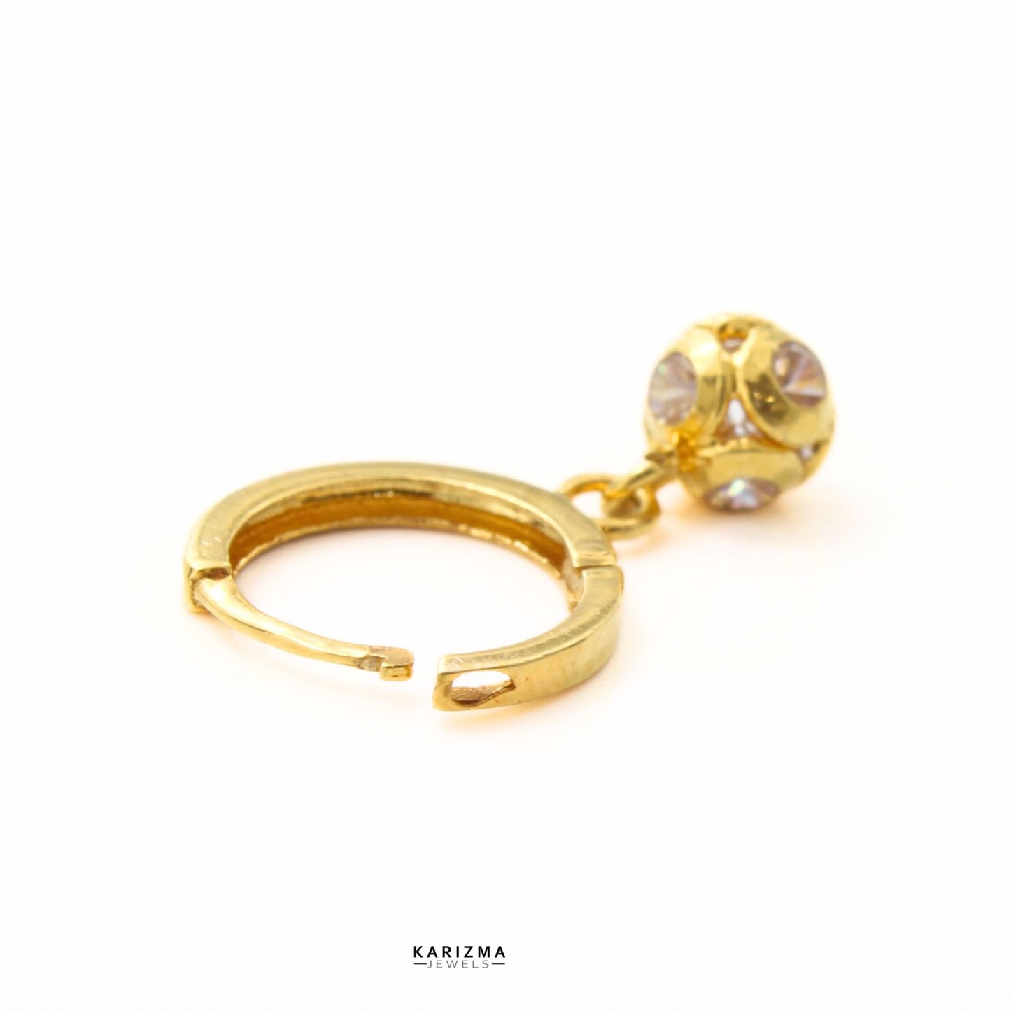 18K Real Gold Nose ring White CZ Indian women Piercing Nose Hoop Ring 22g