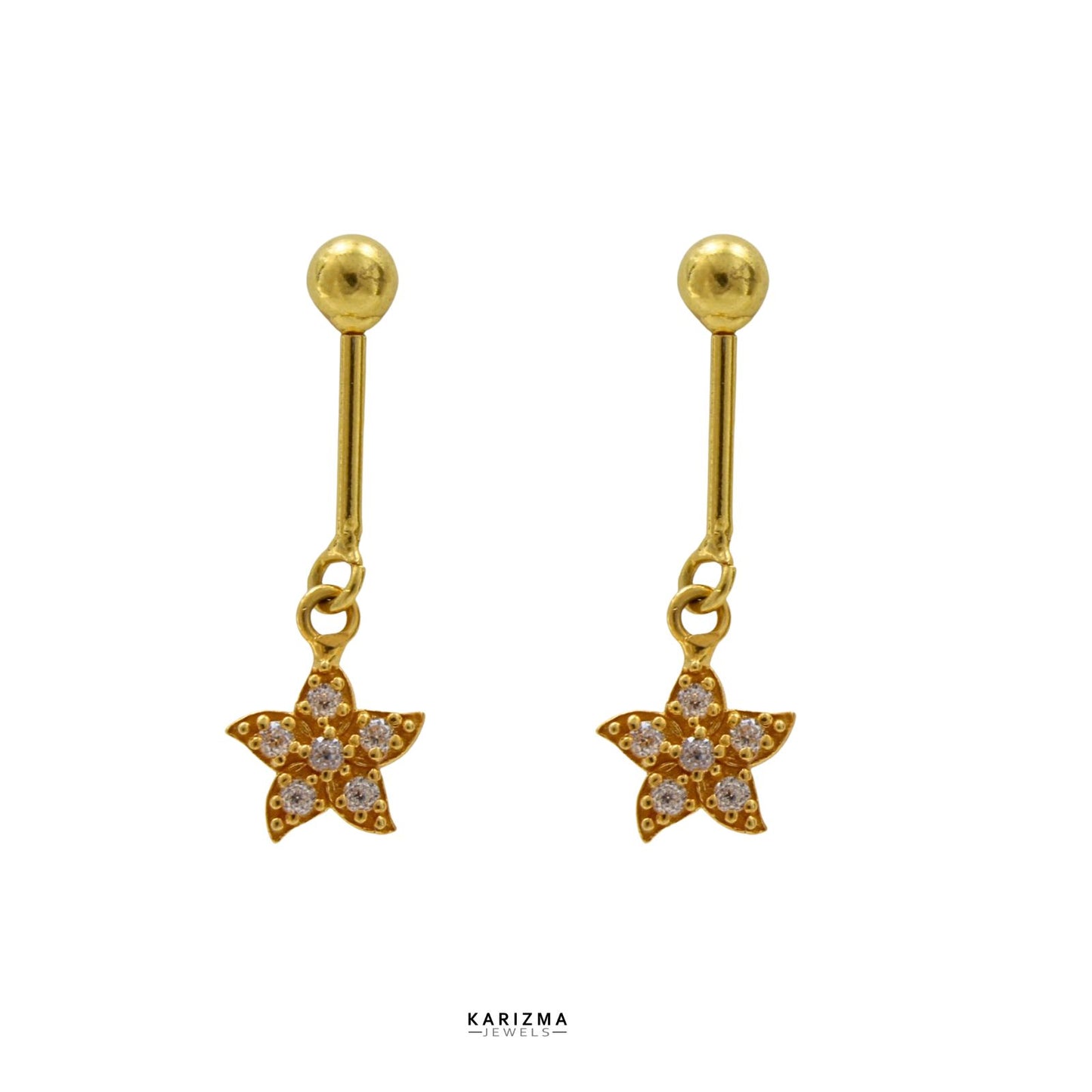 18k Real Gold Bugadi Drops & Danglers CZ Earring for Women and Girls