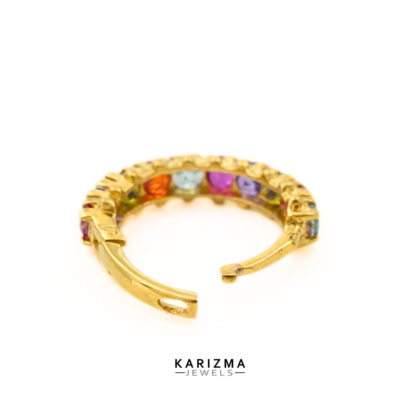 18K Real Gold Nose ring Multi CZ Clicker party wear Nose Hoop Ring 20g