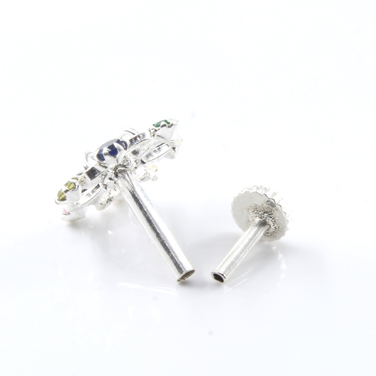 Silver Nose Pin for women with Push pin