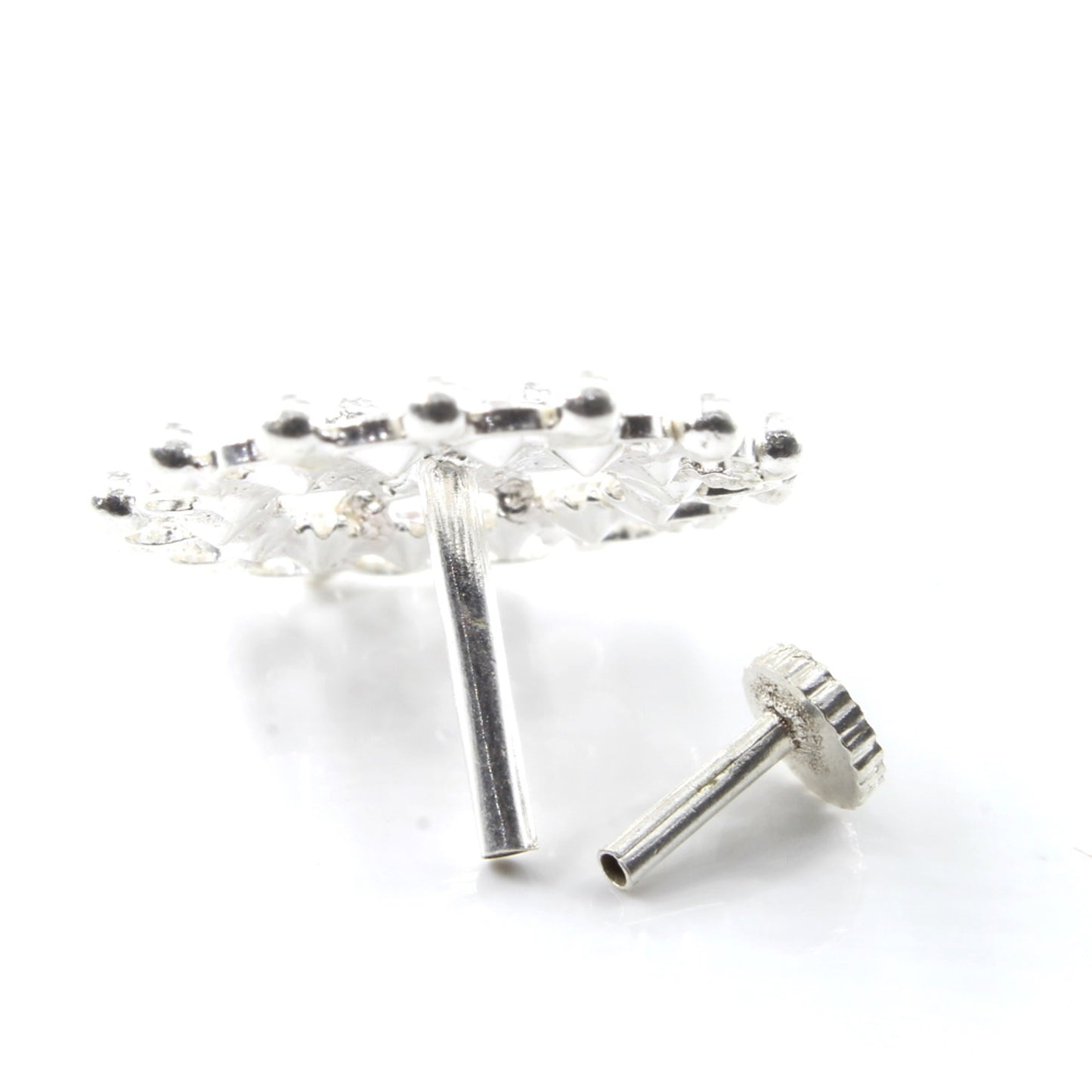 Silver Nose Pin for women with Push pin