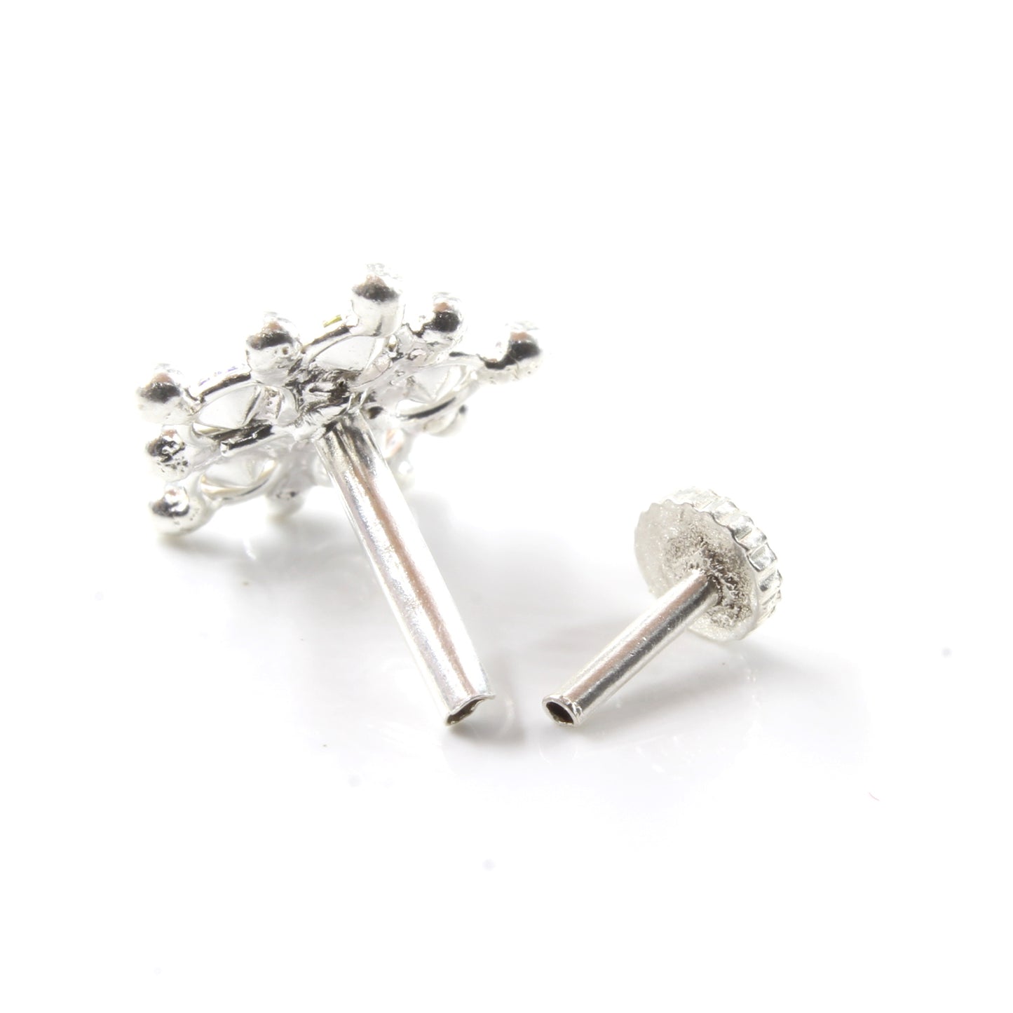 Silver Nose Pin for women with Push pin