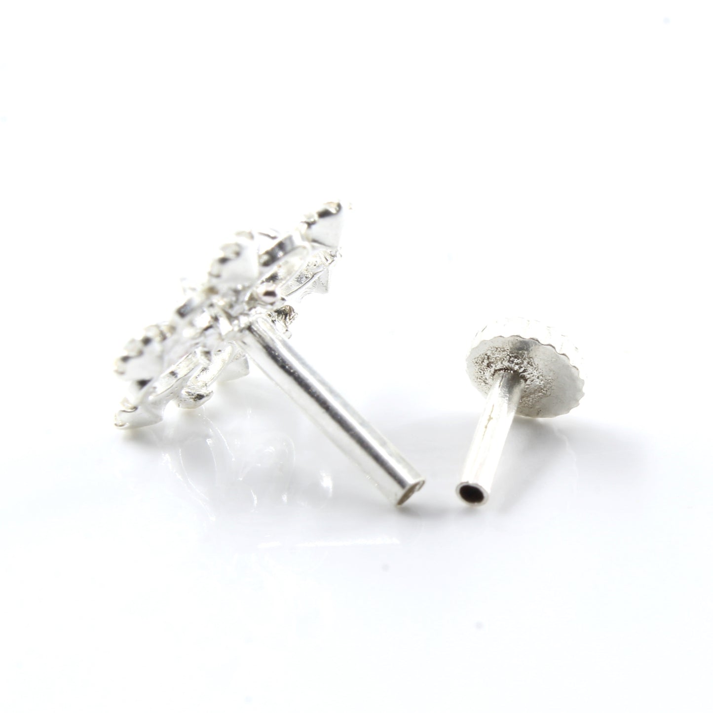 Silver Nose Pin for women with Push pin