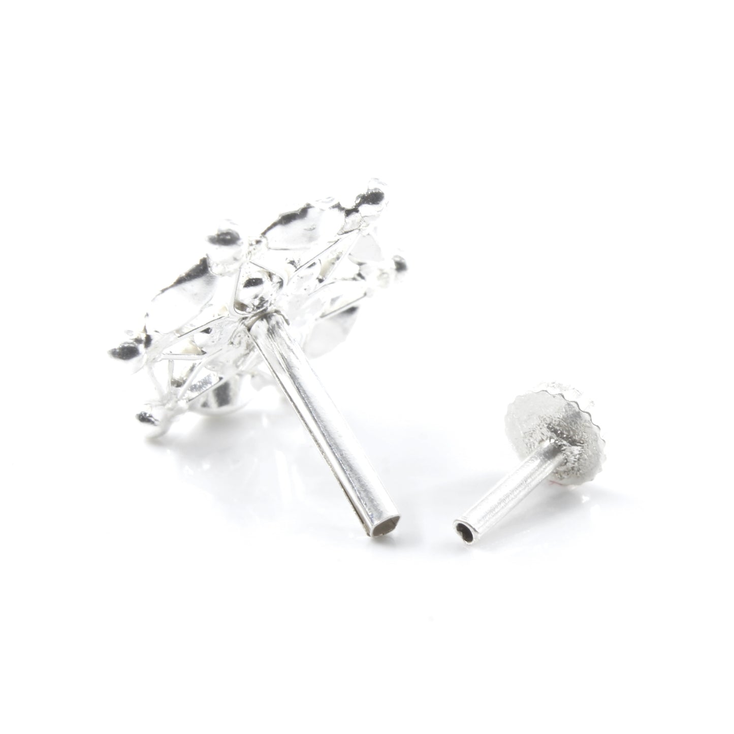Silver Nose Pin for women with Push pin