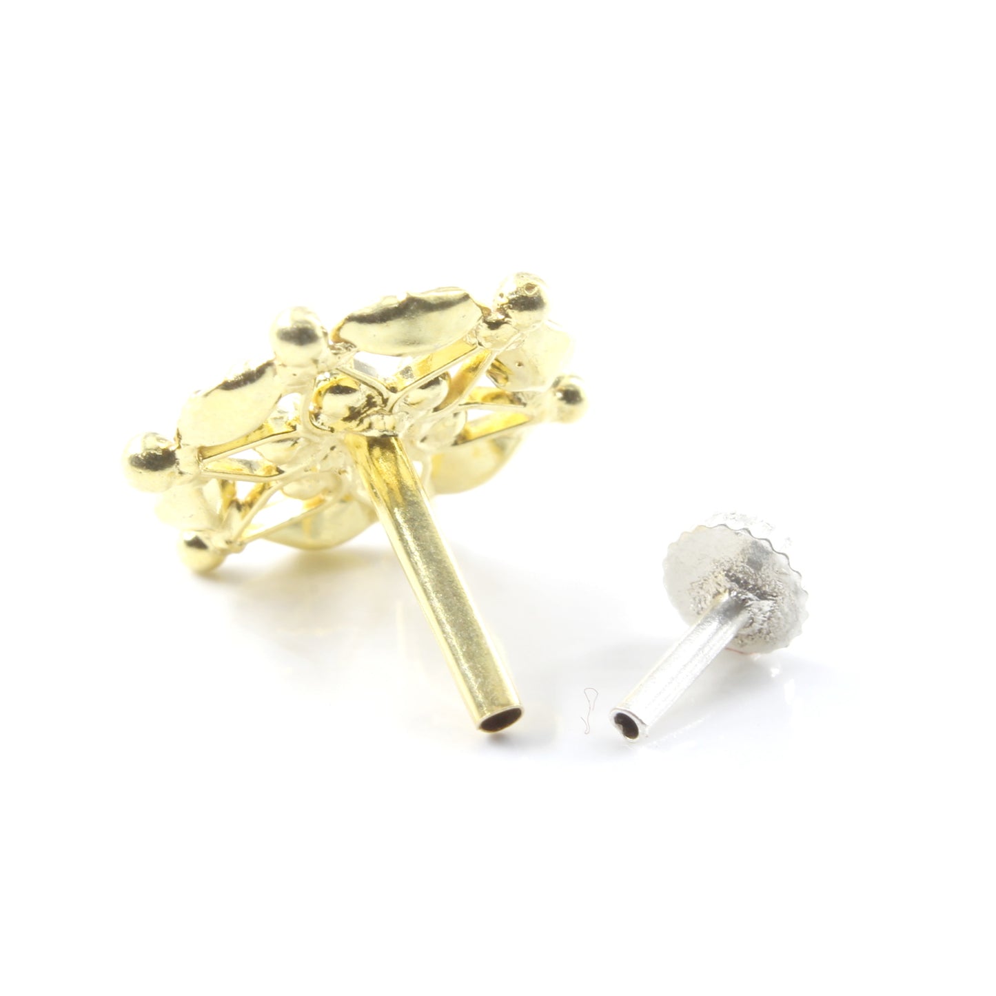 Silver Nose Pin for women with Push pin