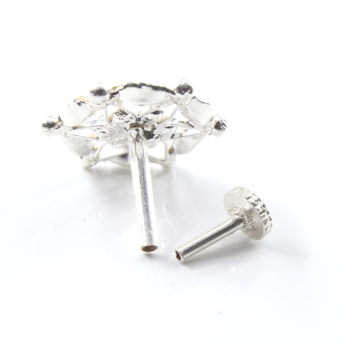Silver Nose Pin for women with Push pin