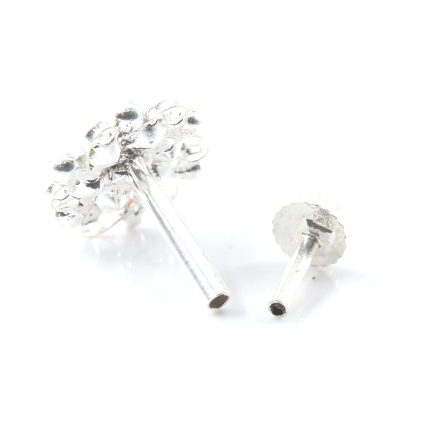 Silver Nose Pin for women with Push pin