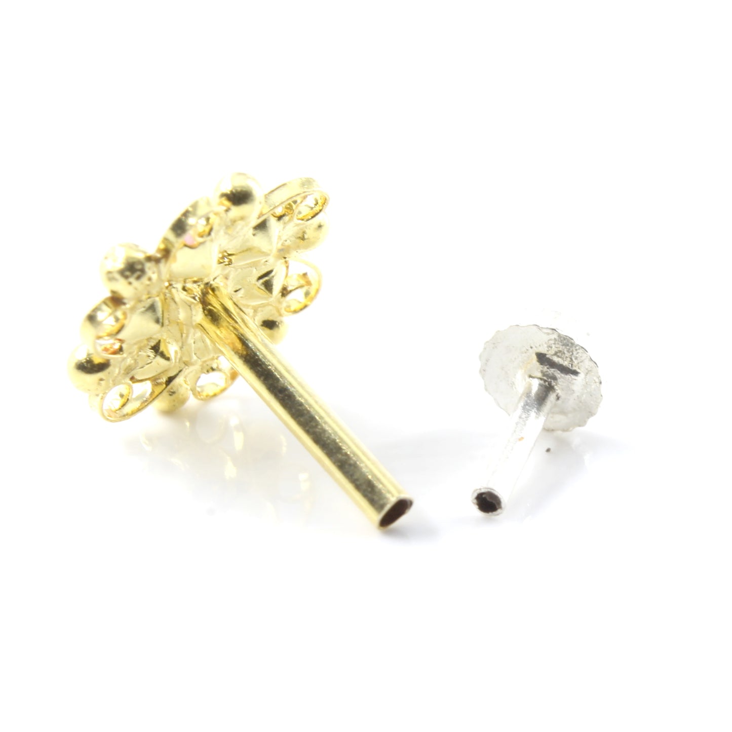 Silver Nose Pin for women with Push pin