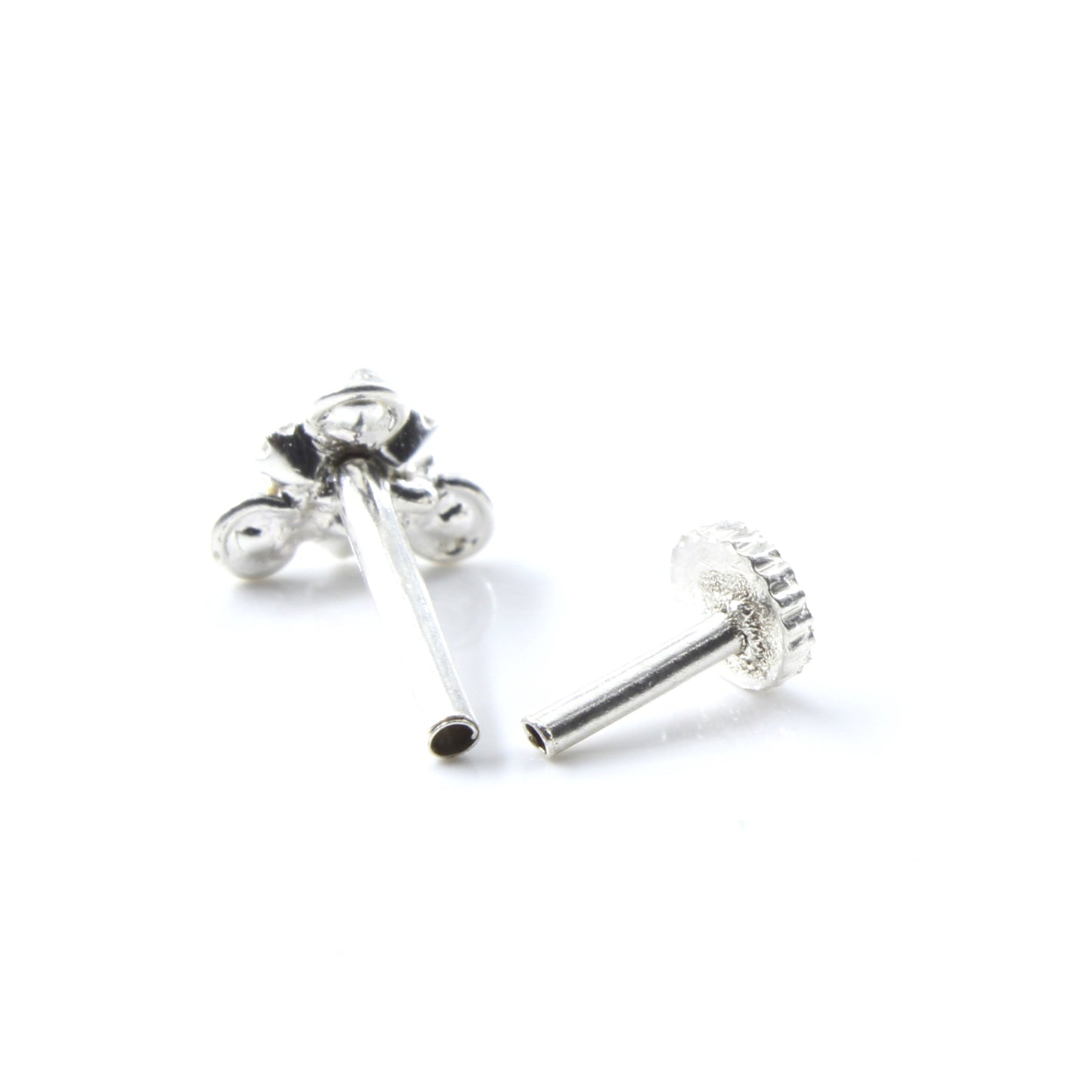 Silver Nose Pin for women with Push pin