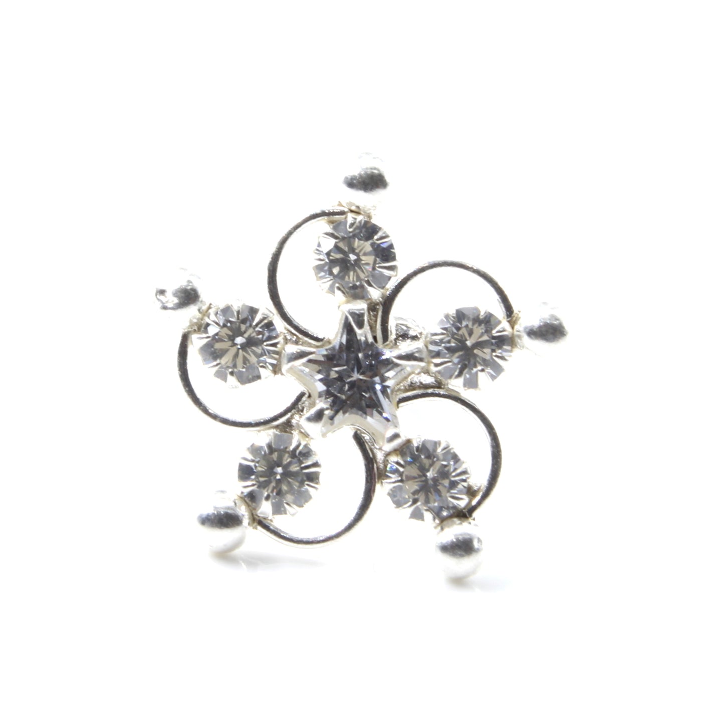925 Sterling Silver Floral Nose Pin