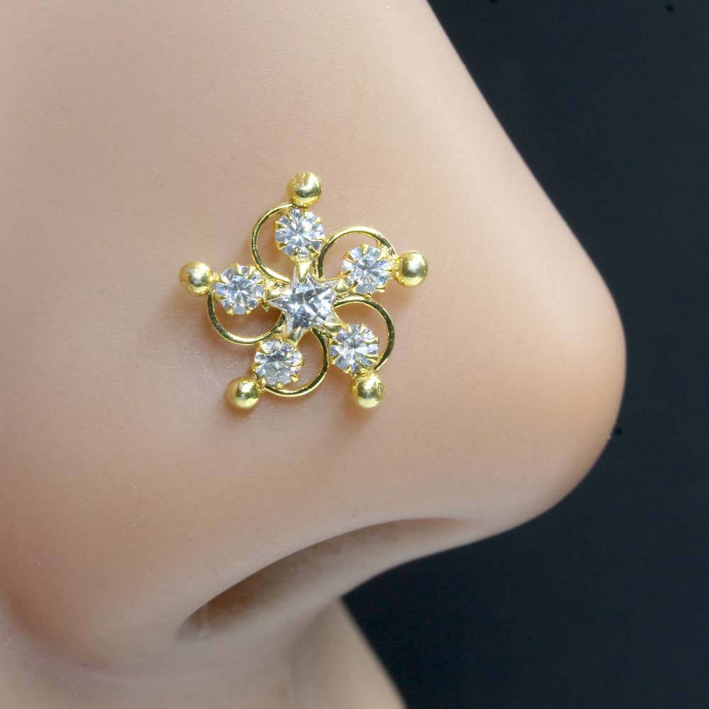 925 Sterling Silver Floral Nose Pin