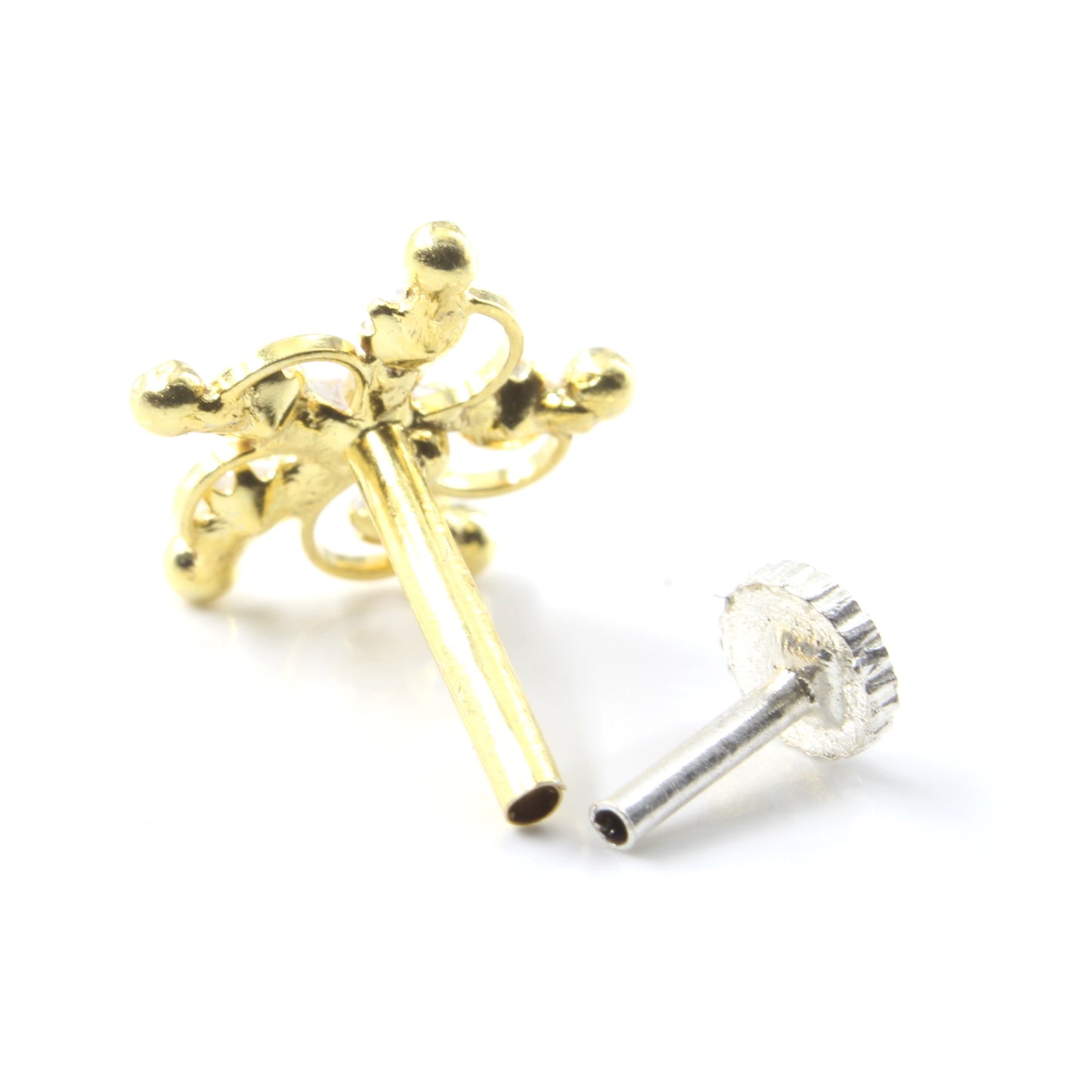 Silver Nose Pin for women with Push pin