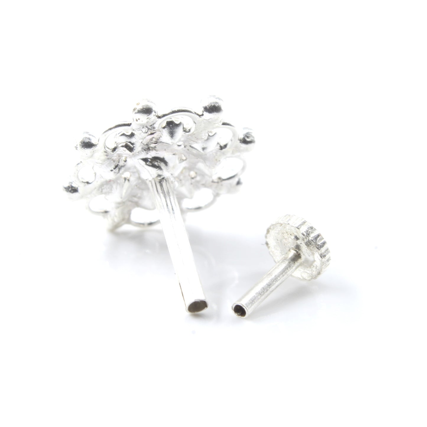 Silver Nose Pin for women with Push pin