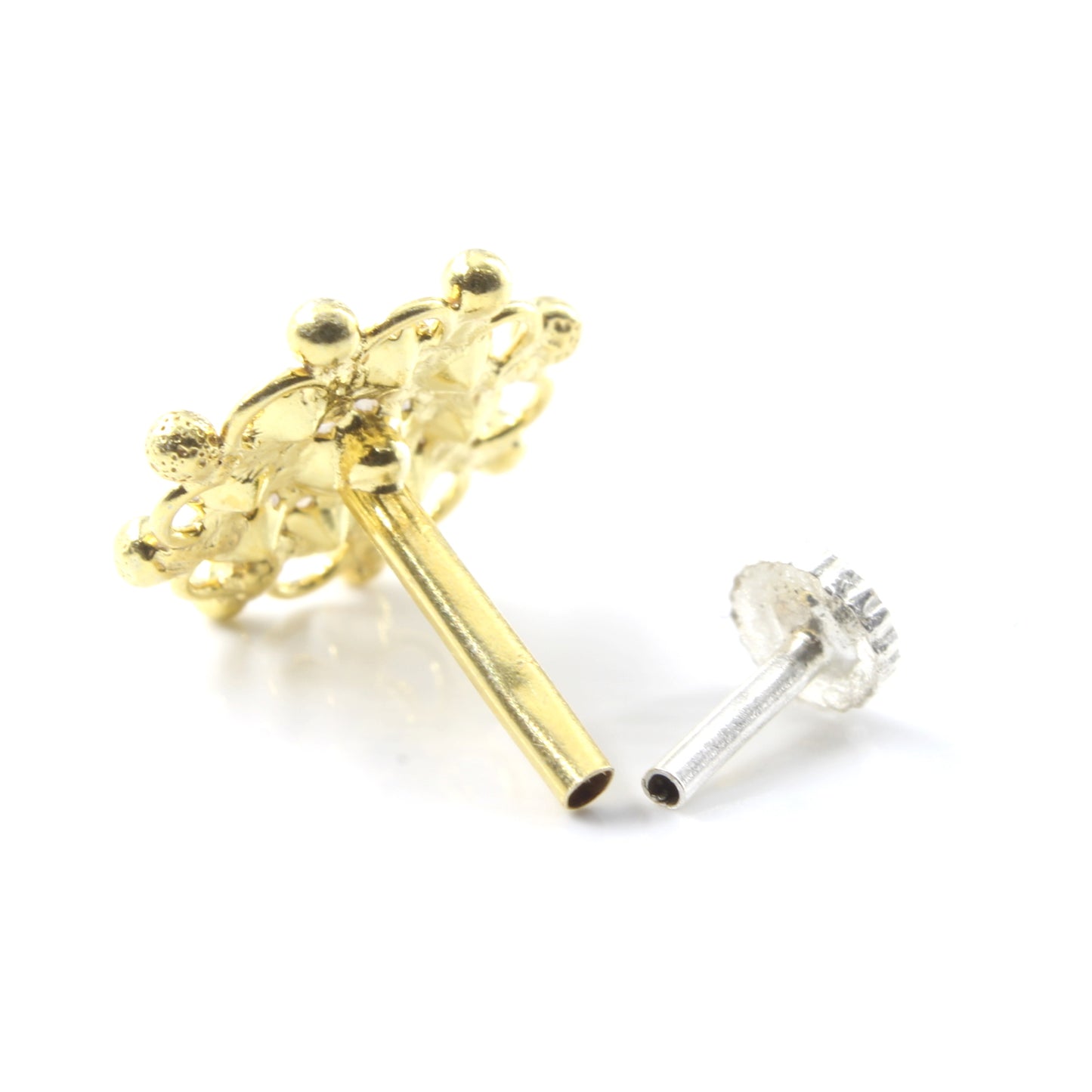 Silver Nose Pin for women with Push pin