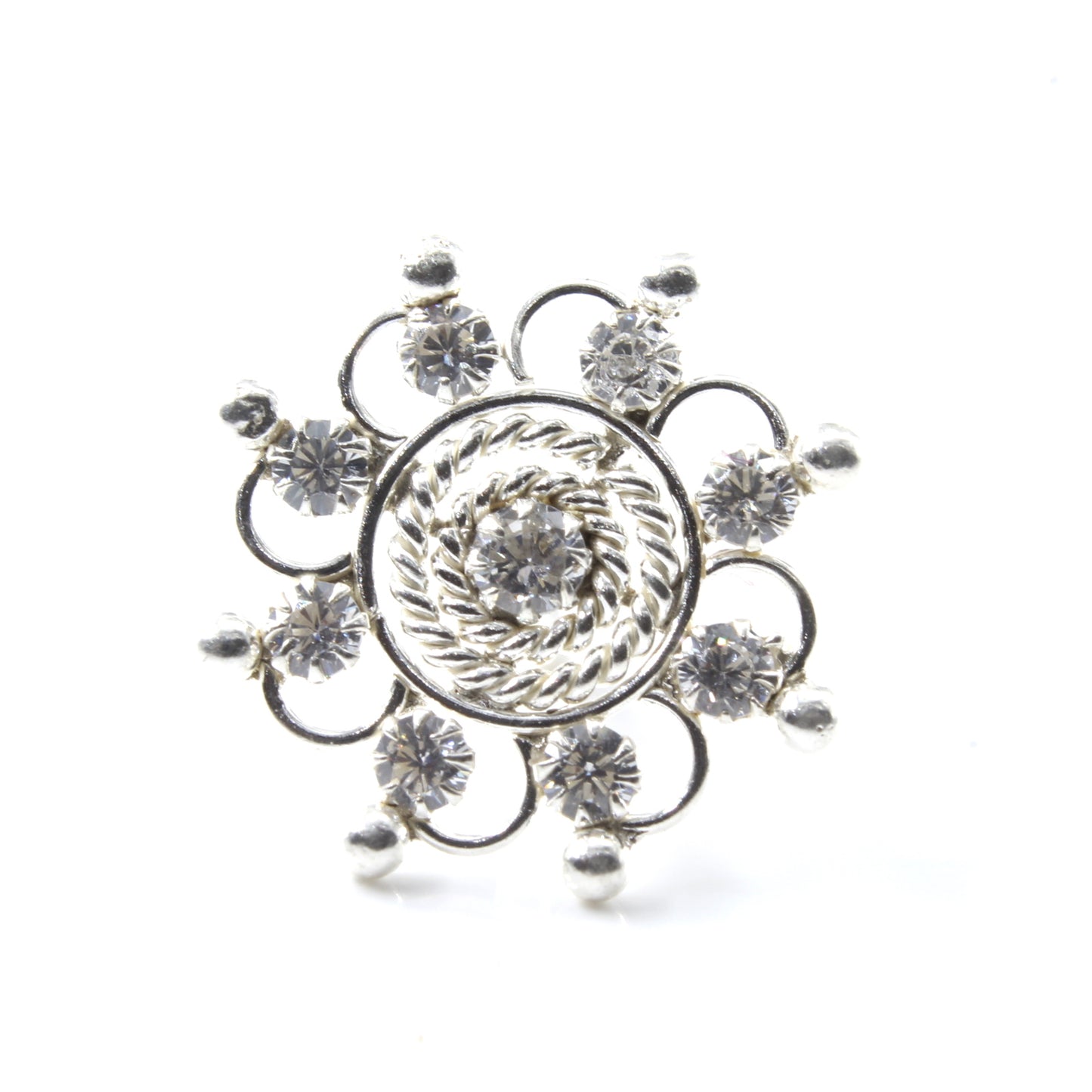 925 Sterling Silver Floral Nose Pin
