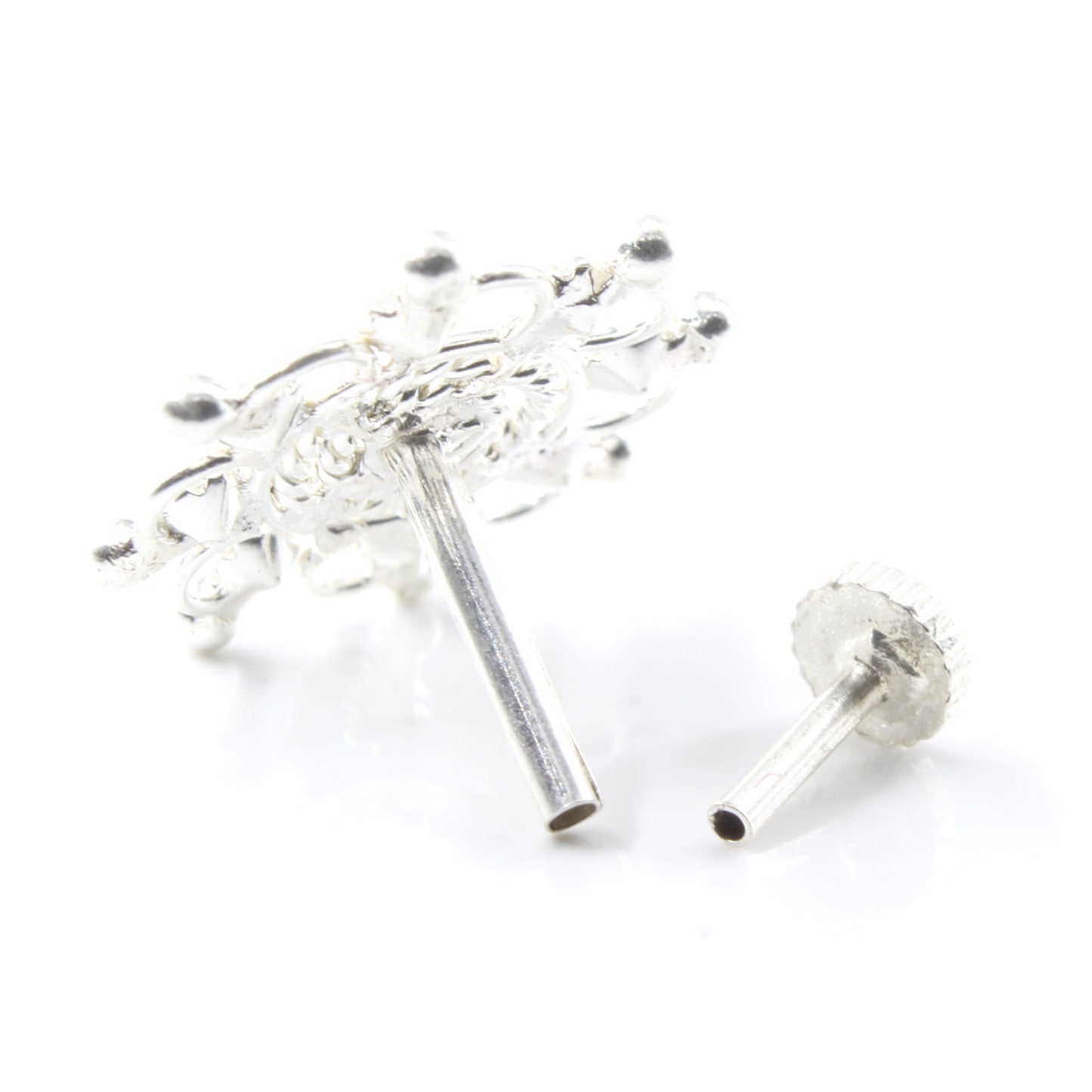 Silver Nose Pin for women with Push pin