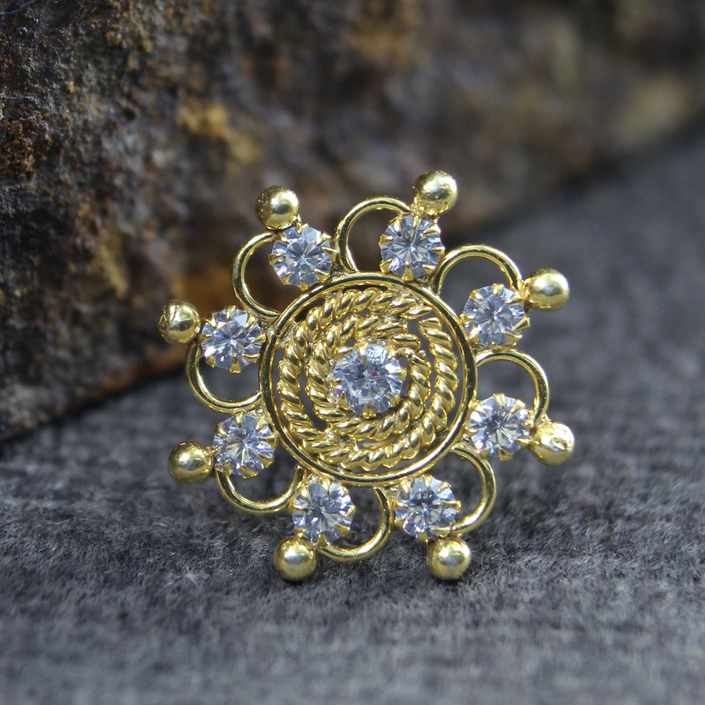 925 Sterling Silver Floral Nose Pin