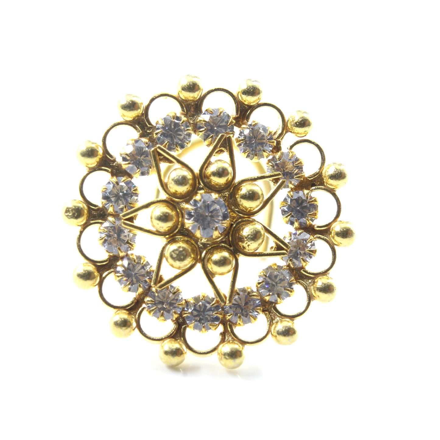 Nose pin for women with white shiny stones