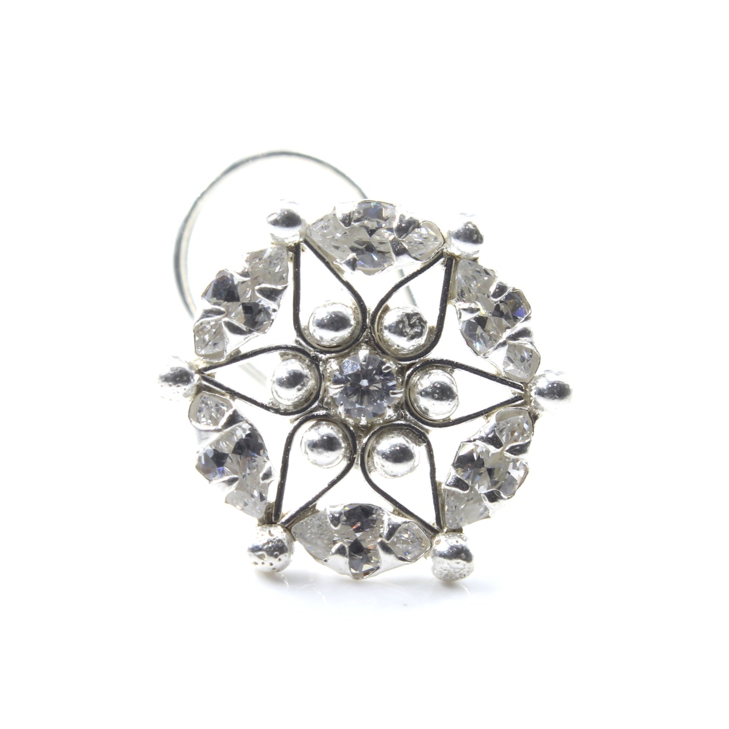 925 Sterling Silver Floral Nose Pin