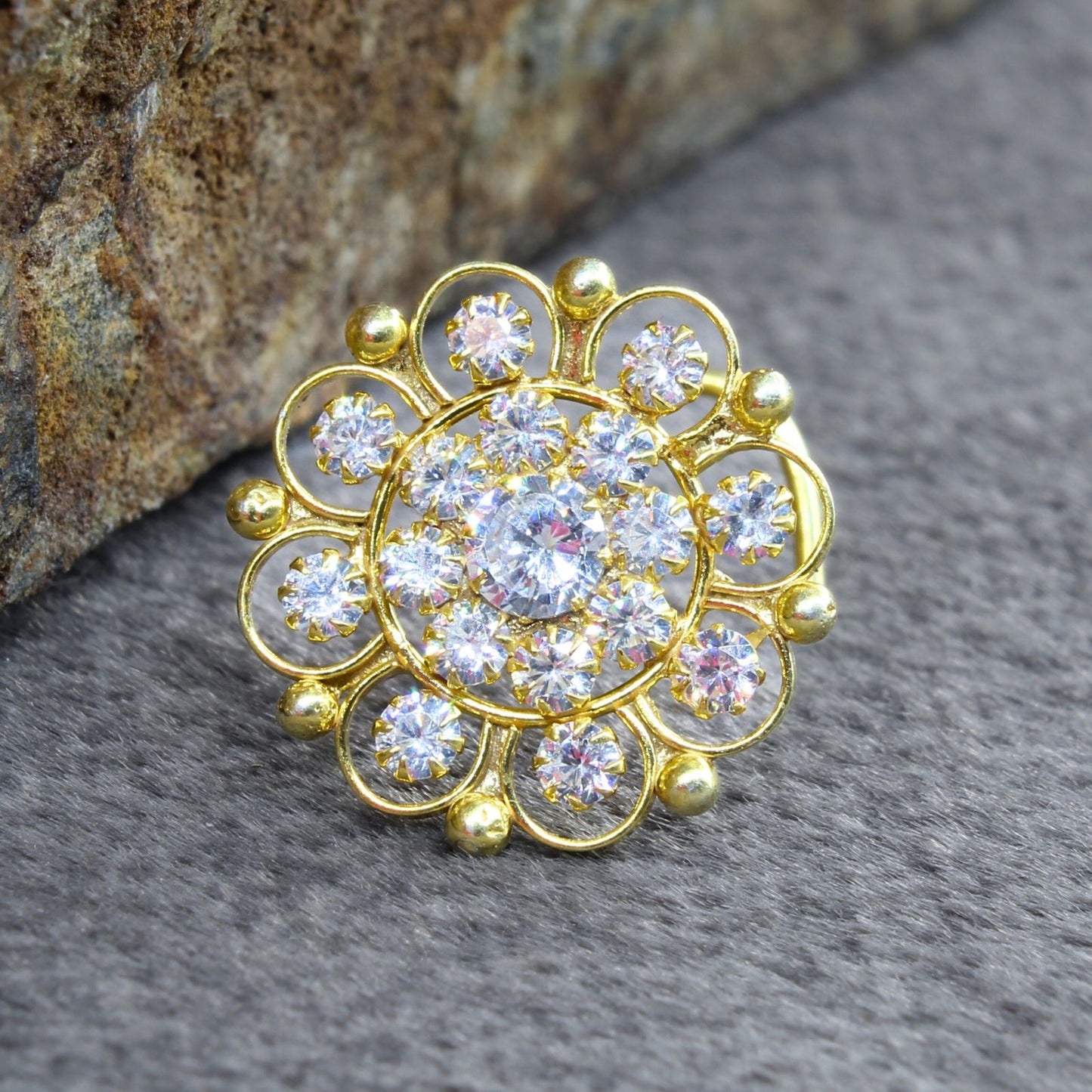 Nose ring with white shiny stone