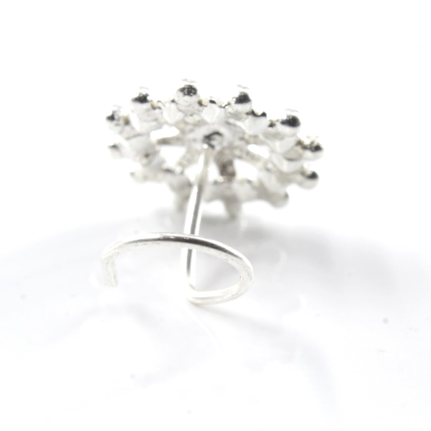 Indian Real Sterling Silver White CZ Women gifting jewelery Corkscrew nose ring 22g