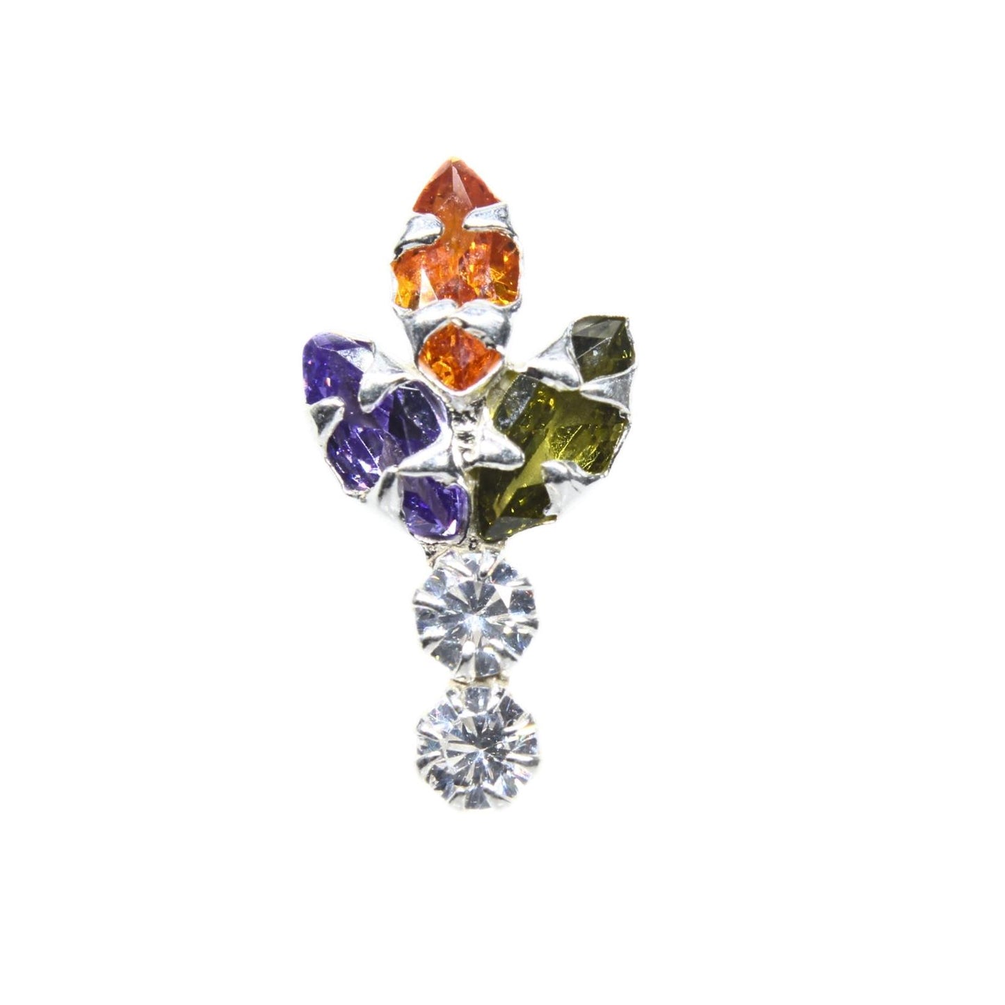 Vertical Real Silver CZ Women Nose Stud