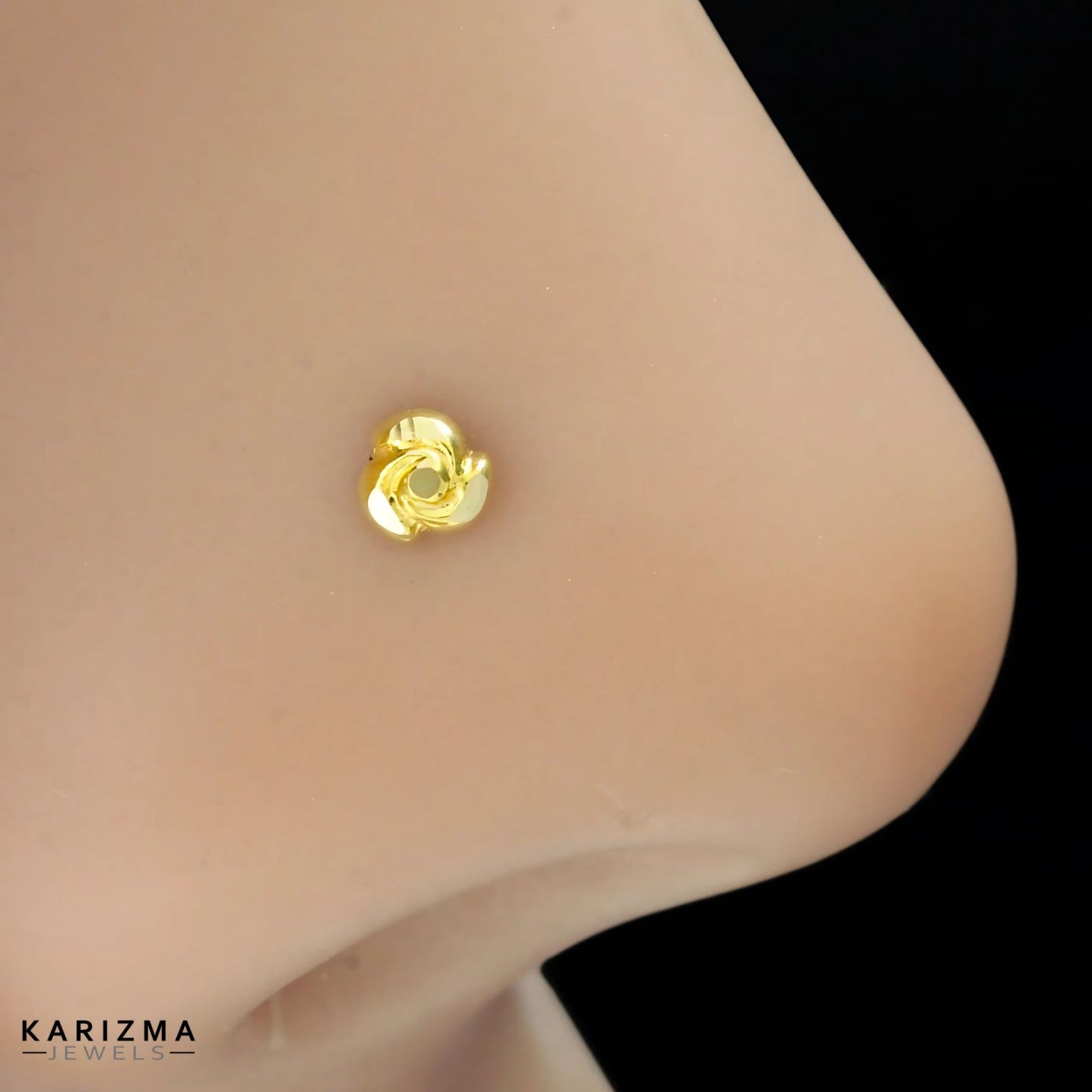 Tiny 14k Real Gold Women Push Pin style Nose Pin